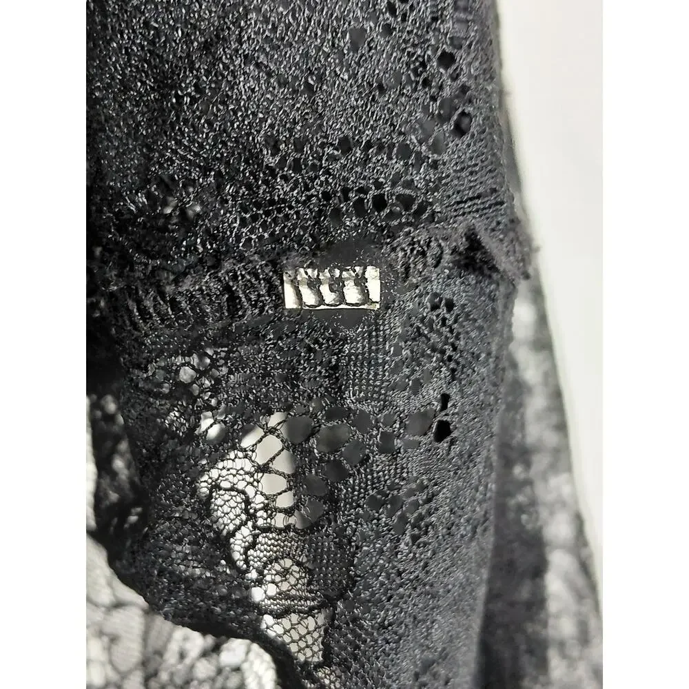 Chico's Sheer Floral Lace Long Sleeve Button Blouse Women See Measurements